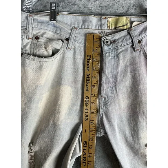 Vintage Y2K Hollister Low Rise Bootcut Mens Jeans 34x32 Thrashed Destroyed Baggy